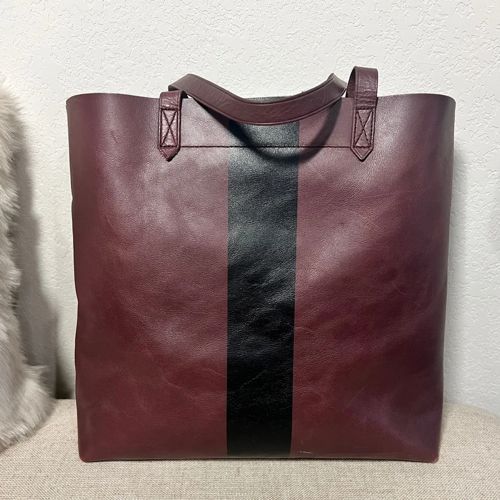 Madewell Paint Stripe Transport Leather Tote - Picture 5 of 14